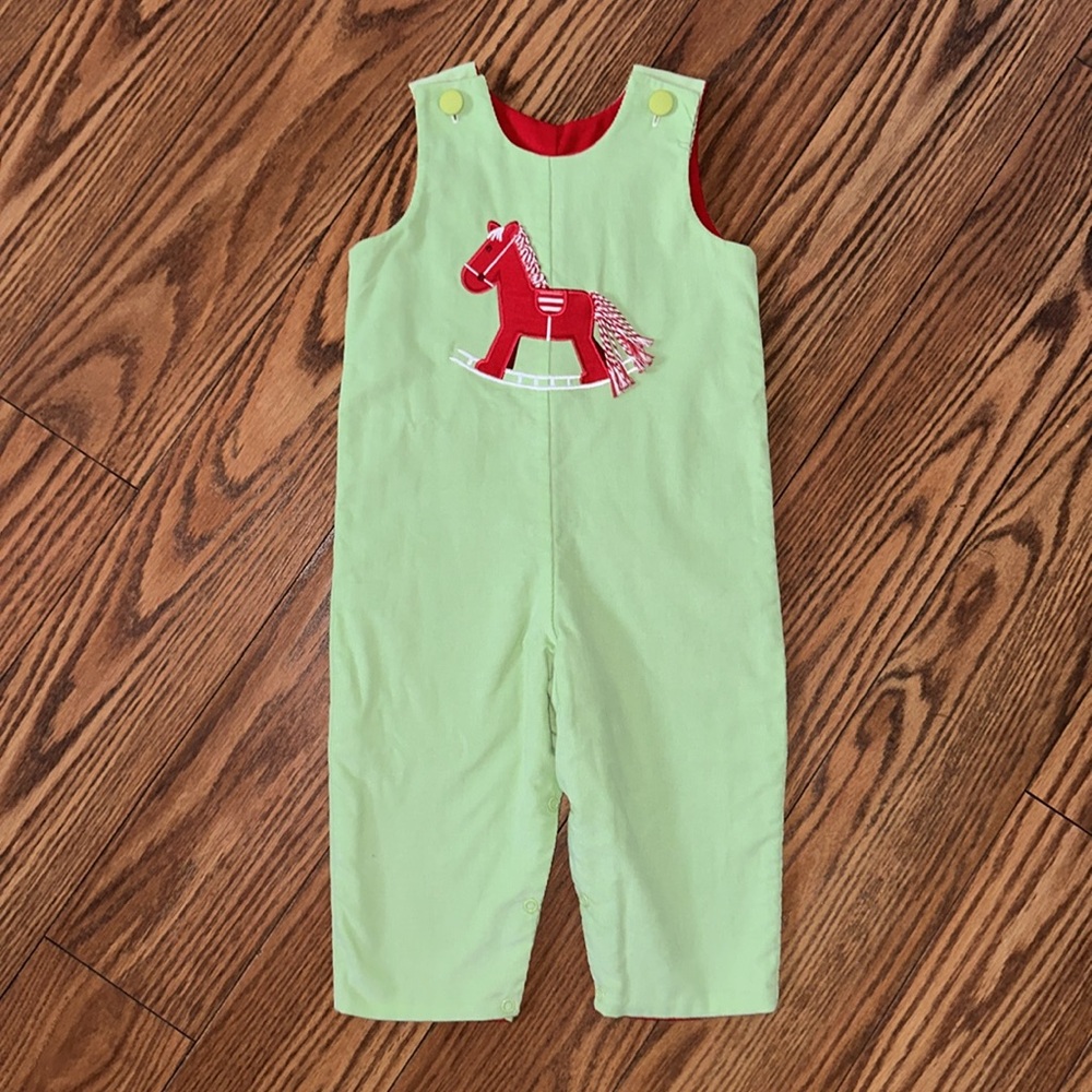 Mulberry St. Reversible Longall Embroidered Horse Corduroy Jon Jon 24m